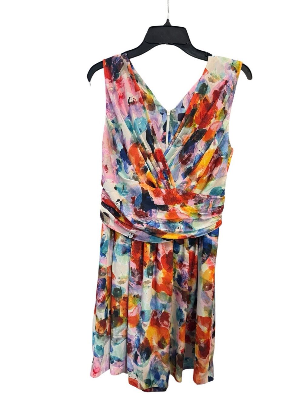 NYDJ Not Your Daughters Jeans Sleeveless Floral Watercolors Dress Size 6